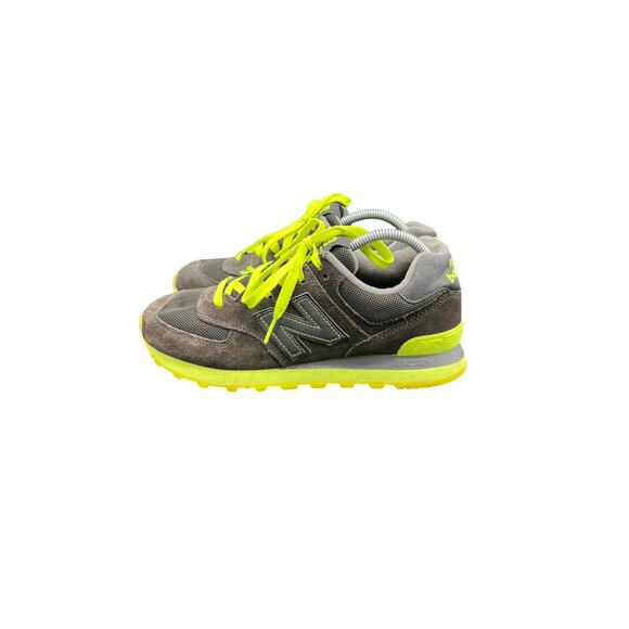? New Balance 574 Gray & Neon Yellow Sneakers Men’s 8 – Retro Streetwear Vibes main image 4
